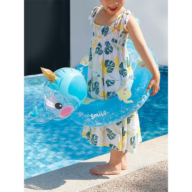 Cartoon Elephant Inflatable Swimming Ring For Children Thickened Pvc Swim Ring With Sponge Bottom