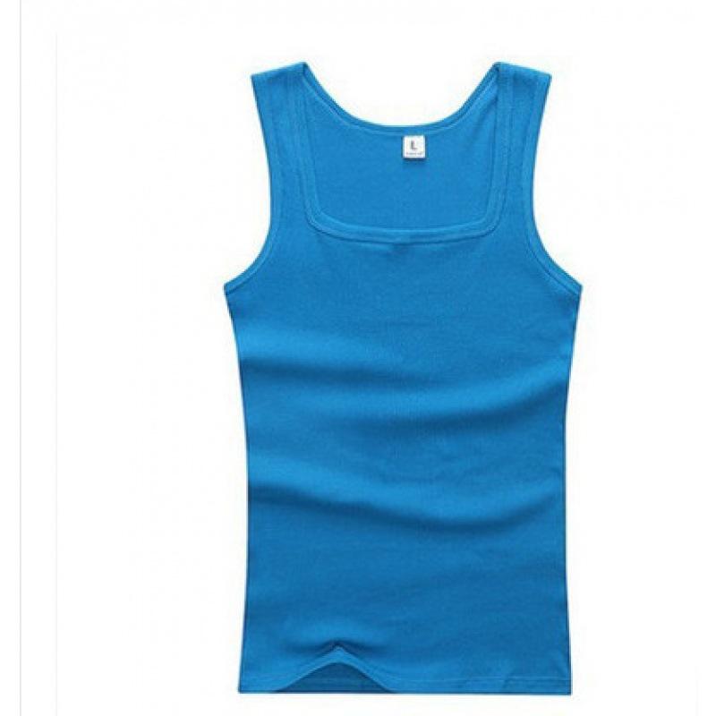 

Мужская приталенная хлопковая майка с квадратным вырезом для летнего фитнеса L