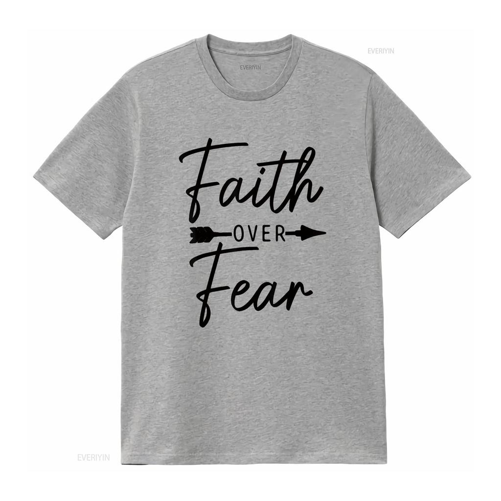 Womens Faith Over Fear Christian Religious Bible Verse T Shirt vintage Washed homme fashion Soft Comfortable Stylish