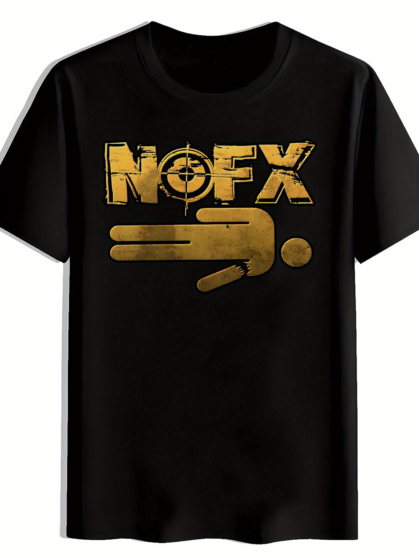 Retro Rock Band Graphic T-shirt - Black Crew Neck Short Sleeve Tee with Bold  NOFX  Print S
