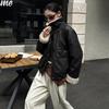 Женская зимняя модная куртка-пуховик с вставками из натуральной кожи и шерсти ягненка, американский стиль, повседневный тренд, утолщенная теплая куртка