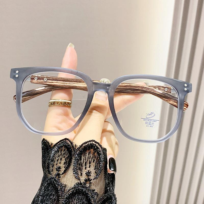 New Reading Glasses Anti Blue Light Women Eyeglasses Frame Fashionable Retro Large Frame Glasses Trendy Woodgrain Hd Presbyopia Glasses for Men