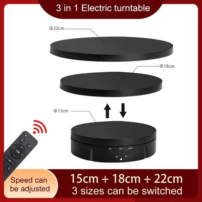 Suporte Giratório Elétrico 3 em 1 360 Graus USB/Bateria Base Giratória para Exibição de Joias Suporte para Sessão de Fotos