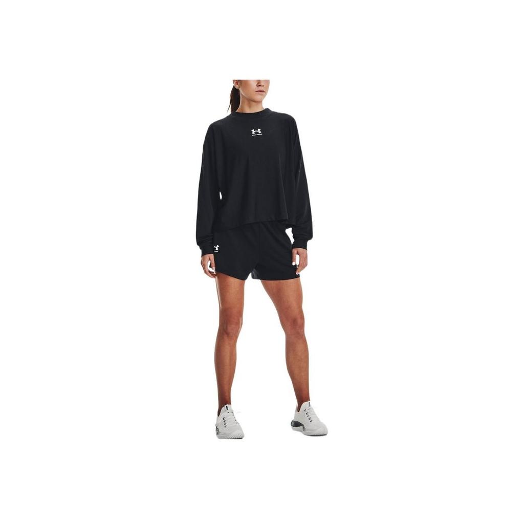 Under Armour SS23 Logo Print Pullover Hoodie Women Tops Black 1376995-001