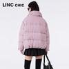 Jinyujie Women's Y23801323 Short Printed 90% Duck Down Puffer Jacket
