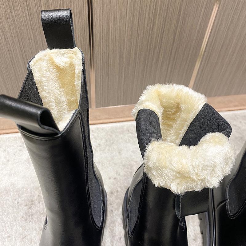 Snow boots women's new fur integrated fleece thickened warm boots winter cotton shoes platform Martin boots
