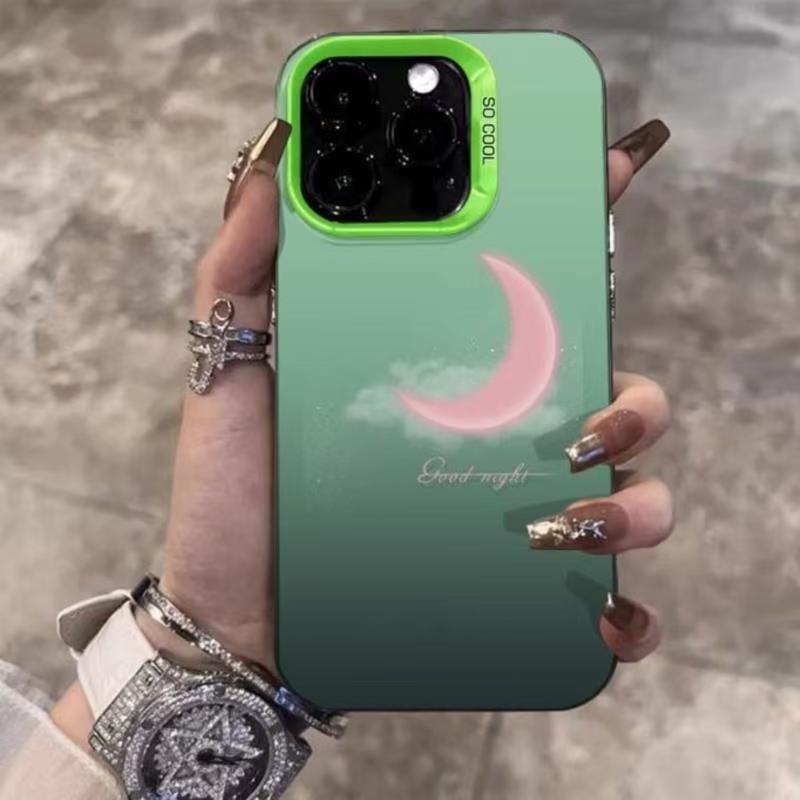 Trendy Drop-Proof Pink Moon iPhone Case for iPhone 17, 16, 15 Pro, 13 Pro Max, and 12X