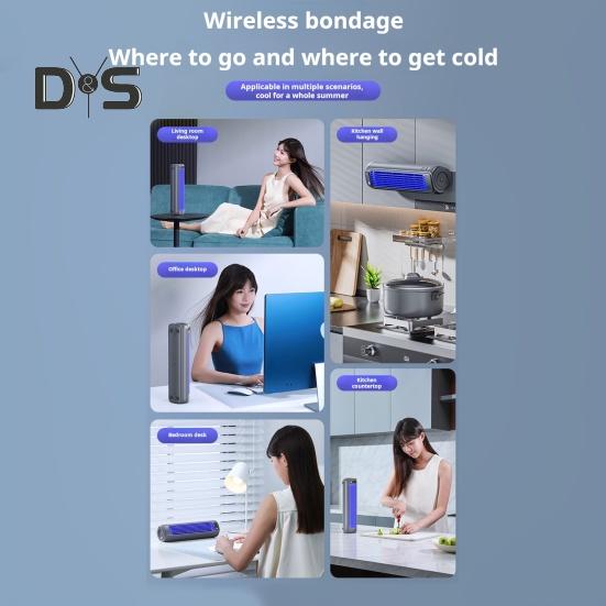 Rechargeable Tower Fan Personal Air Conditioner with 3 Speed Settings Strong Airflow Low Noise Adjustable Tabletop Electric Cooling Fan