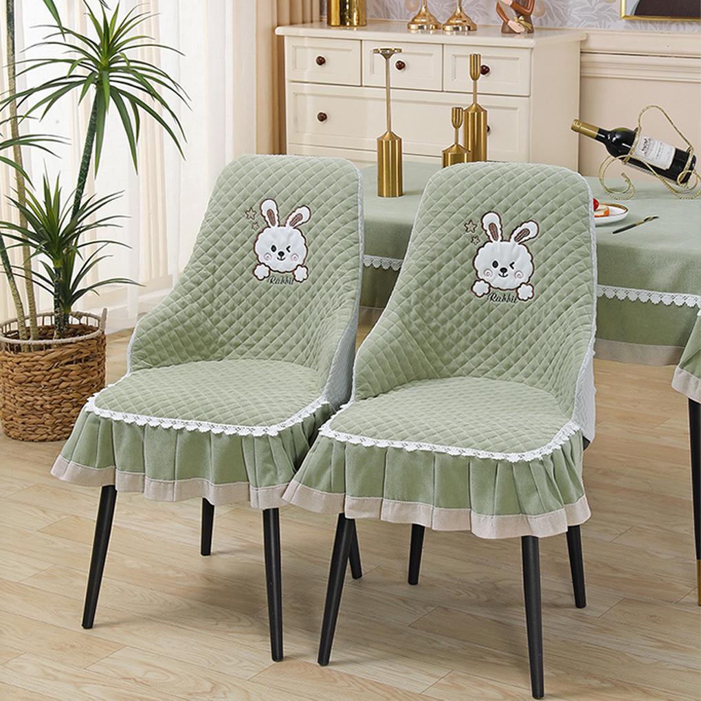 New Cartoon Cute European Cover Skirt Rabbit Seat Cushion Dining Chair Curved Cover Seat Cushion Integrated Pad