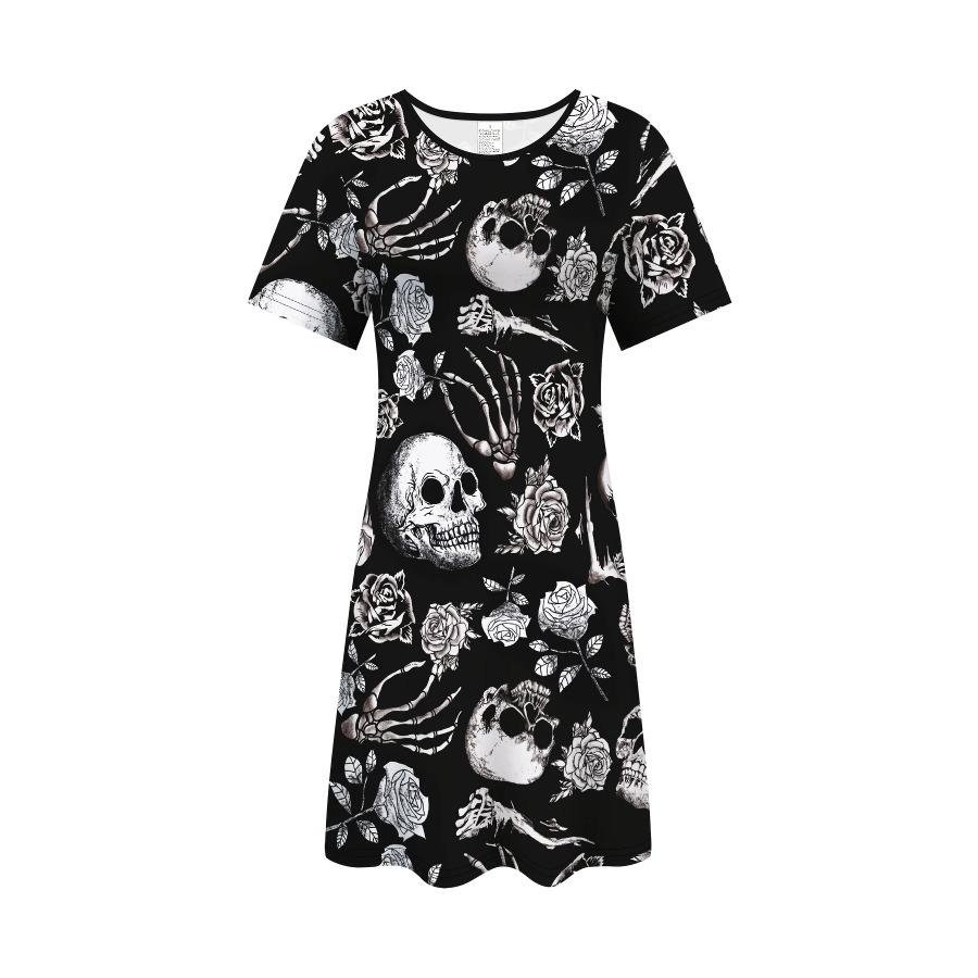 Women's Halloween Costume Gothic Skull Dress Dress for Halloween Day of the Dead Hip Hop Y2k Ladies Clothes Woman Clothing Tops