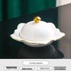 Gold Rim 7-inch Flower-Shaped Ceramic Individual Stew Bowl