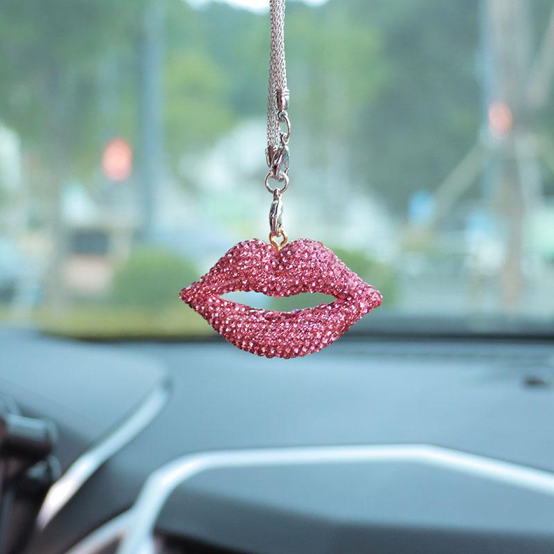 Rhinestone Bow Polymer Clay Rearview Mirror Ornament for Women