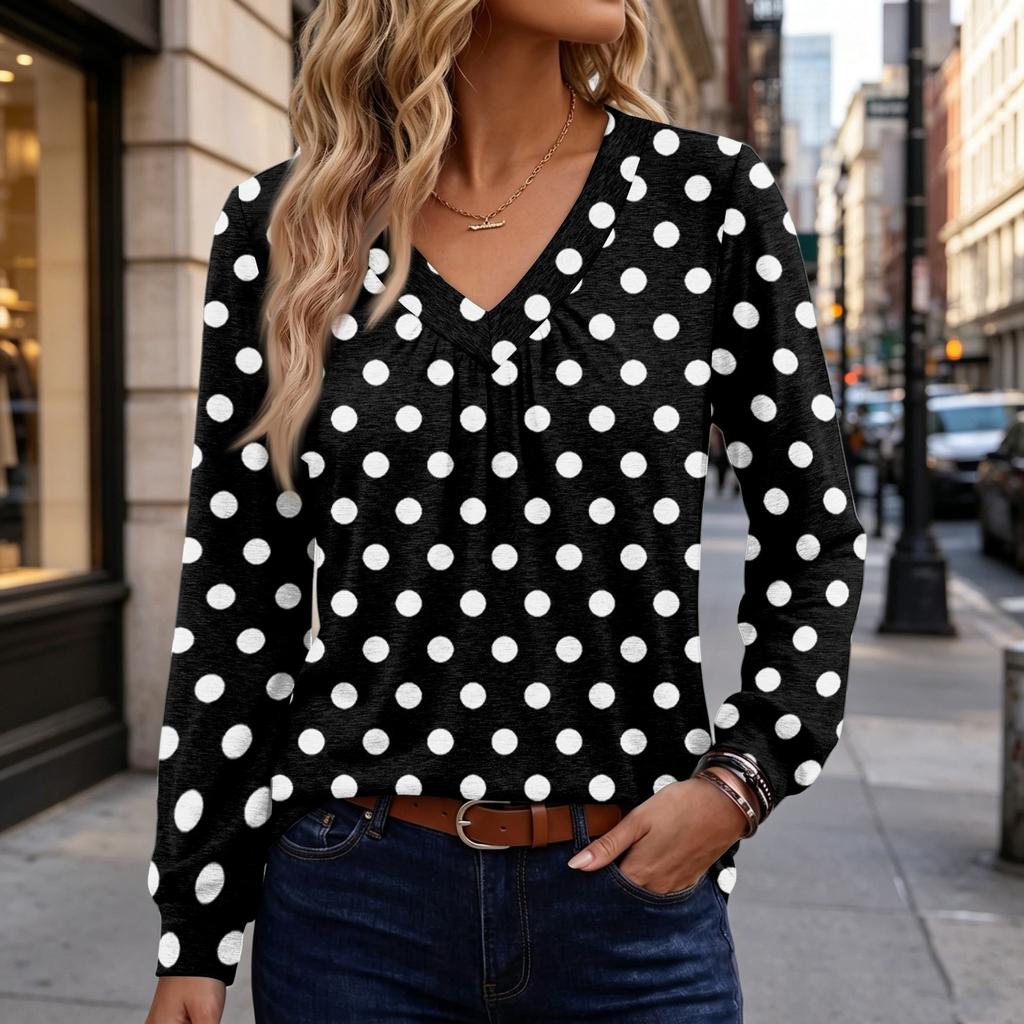 Damen Retro Bedruckte Baumwollähnliche Bluse für Lässige Tägliche Kleidung