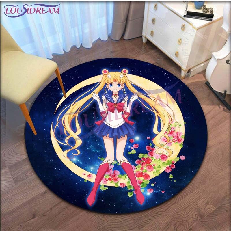 

Круглый ковер с 3D принтом аниме «Сейлор Мун», «Черный кот», «Луна», ковер для гостиной, спальни, нескользящий напольный коврик, ковер для домашних животных, коврик для палатки