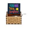 New You Are My Sunshine Music Box Color Printing Wooden Hand Crank Musical Box Birthday Present Valentine's Day Christmas Gift