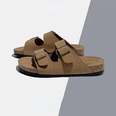 Fashion Fashion Women Suede Mules Slippers Men Clogs Cork Insole Sandals Arch Support Summer Outdoor Beach Slides Home Shoes Size 44 45