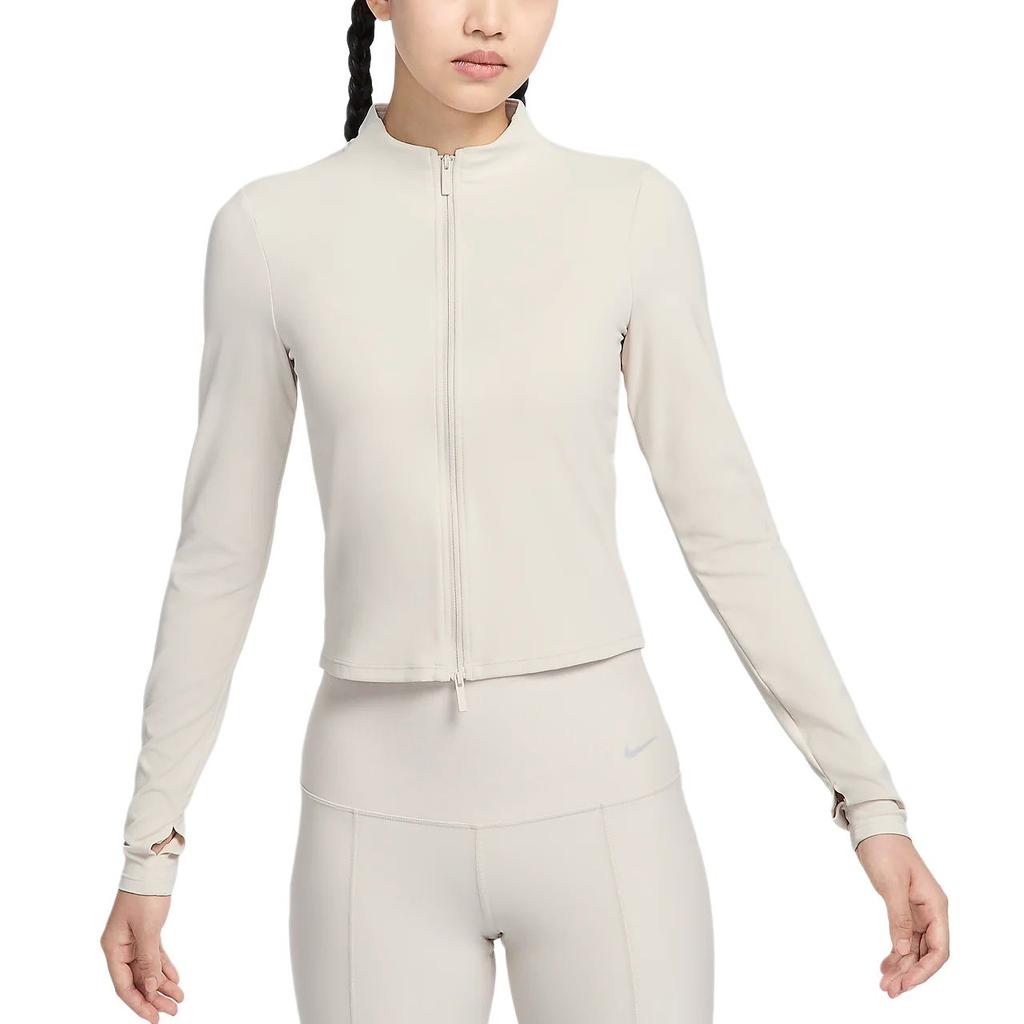 Nike Zenvy Dri-Fit InfinaSoft Casual Solid Color Long Sleeve Jacket Women jackets Light-Brown White FV7424104