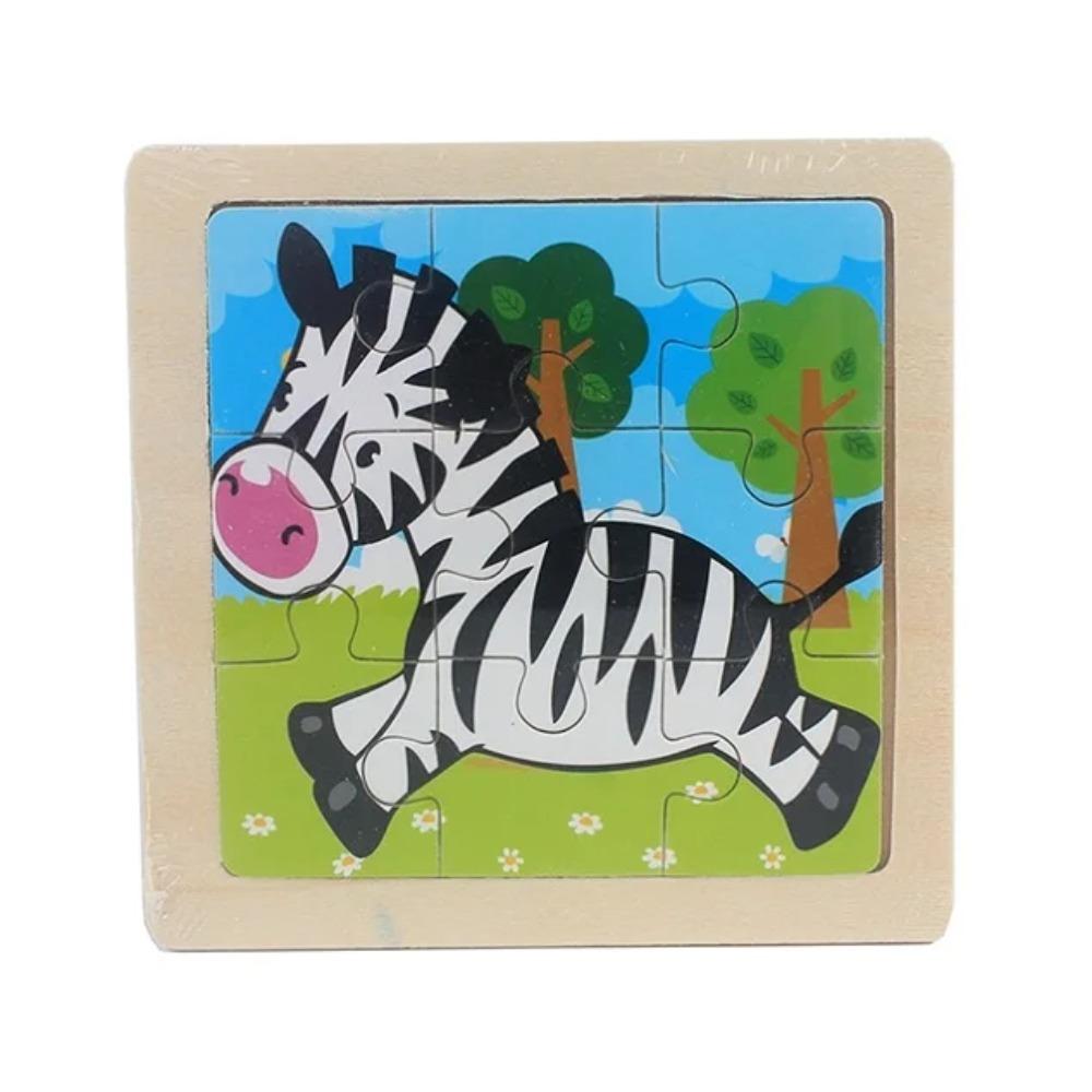 Kids Toy Wood Puzzle Small Size 11*11cm Wooden 3D Puzzle Jigsaw for Children Baby Cartoon Animal/Traffic Puzzles Educational Toy