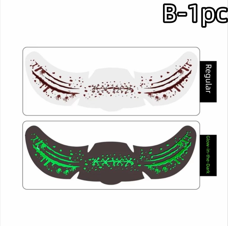 1/3/6pz Adesivi Tatuaggio Macchie di Sangue Faccia Luminosi di Halloween Impermeabili Adesivi Tatuaggio Lentiggini Adesivo Trucco per Feste di Halloween