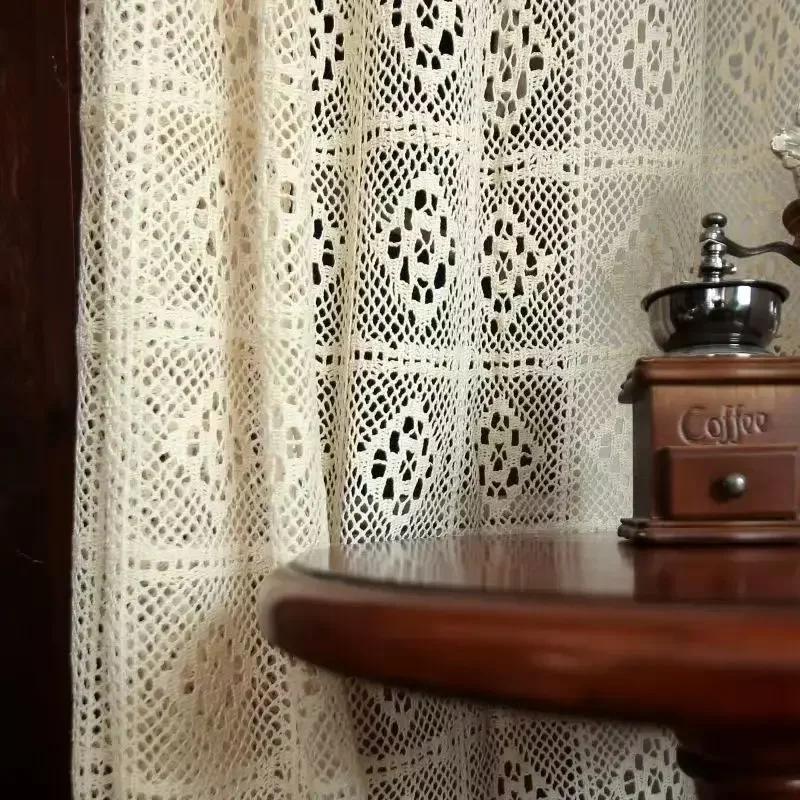 

Бавовняні штори з порожнистим дизайном, кишеня для карниза, штора-тінь, китиця для кухні, спальні, вітальні, еркерного вікна, шафи W100xH120cm&Rod Pocket