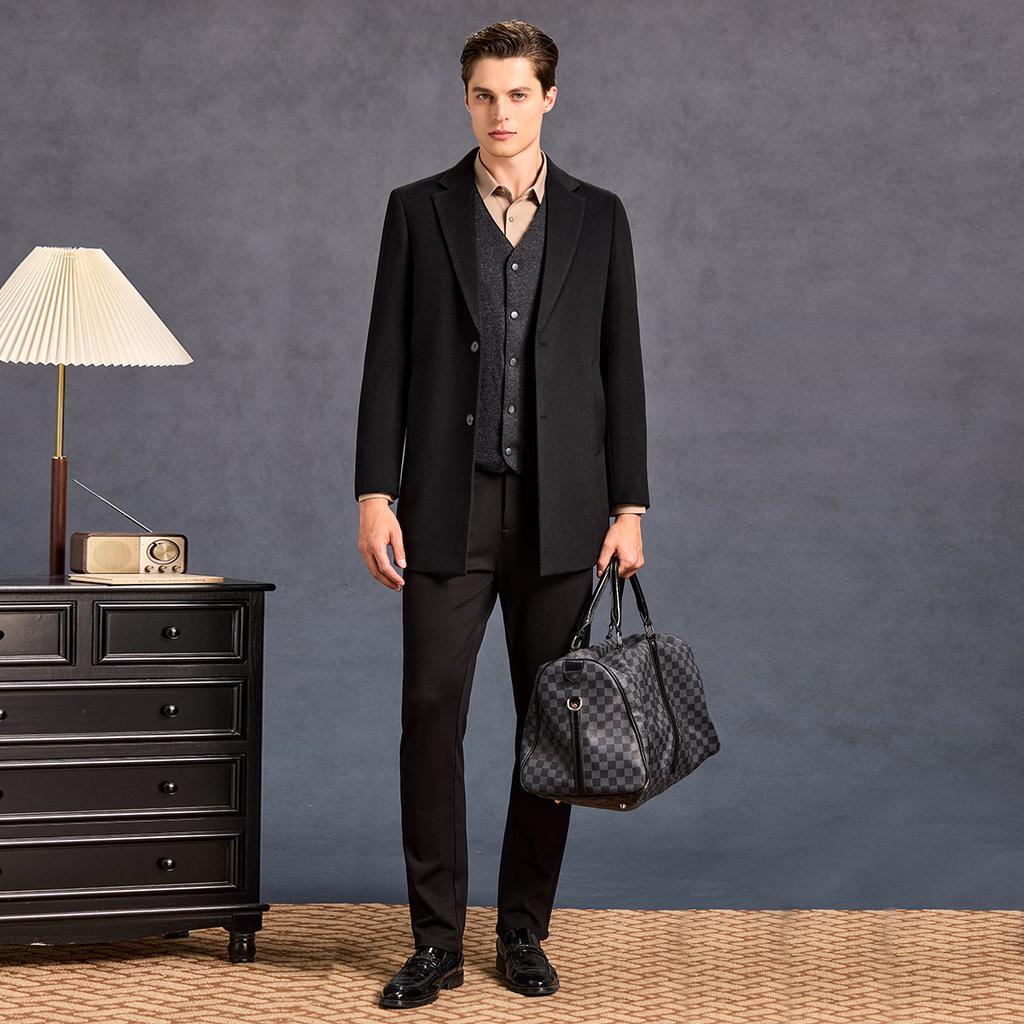 Men's Cashmere and Sheep Wool Mid-Length Coat