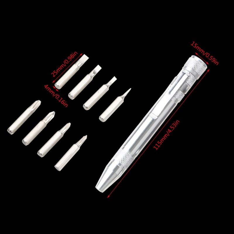 Multifunctional 8 In 1 Screwdriver Pen Shape Magnetic Screwdriver Slotted for Cross Easy Change Screwdriver Bits Mini Ga