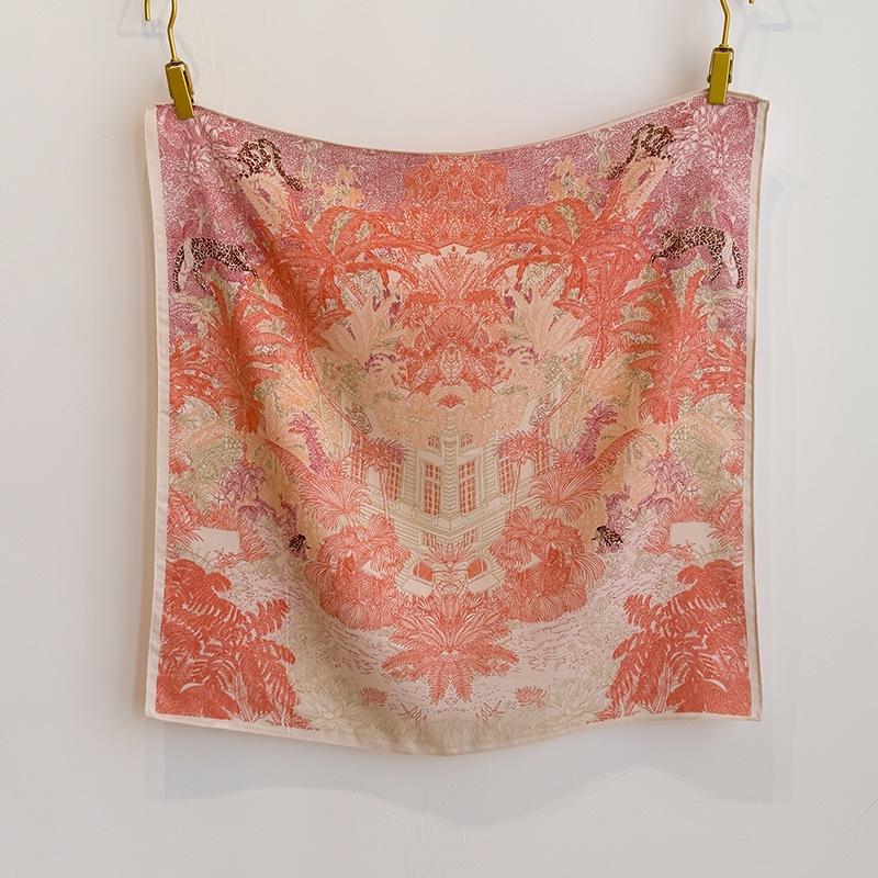 Cotton and linen small square scarf silk scarf women's summer thin style with shirt high-end scarf neck protection multi-functional decorative scarf