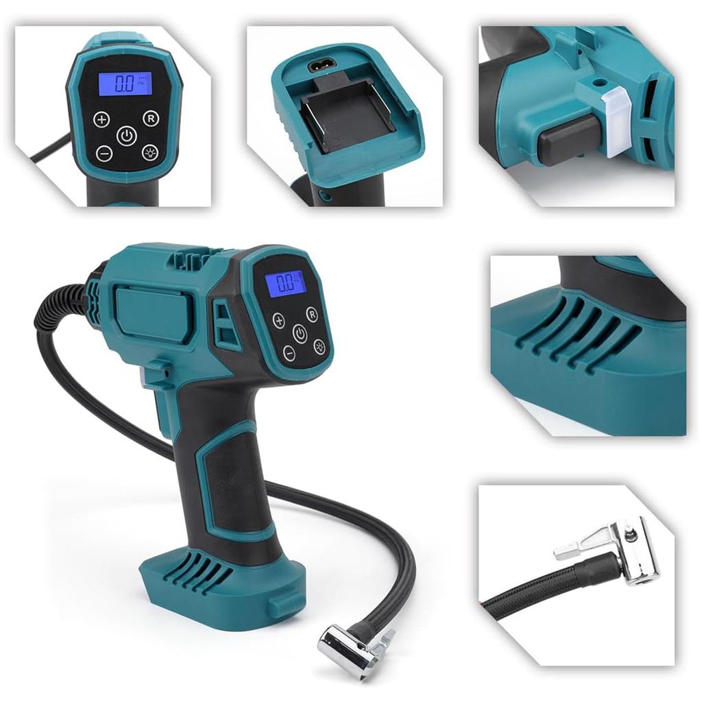 120PSI Auto-Luftpumpe Digitalanzeige Multifunktional Akku-Tragbare Reifenpumpe für BL1820 BL1830