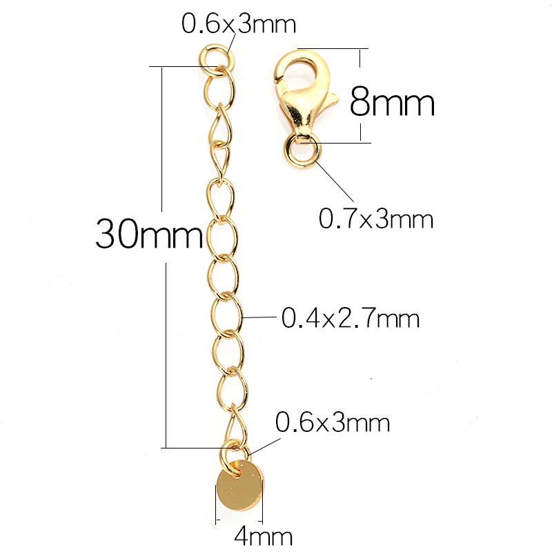 XD 925 Sterling Silver Extension Chain 925 Sterling Silver Lobster Clasp Necklace Chain Regulatory chain