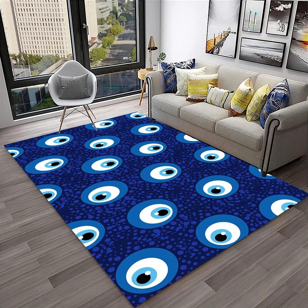 3D Evil Eye Nazar Tree of Life Carpet Rug for Home Living Room Bedroom Sofa Playroom Doormat Decor,Area Rug Non-slip Floor Mat