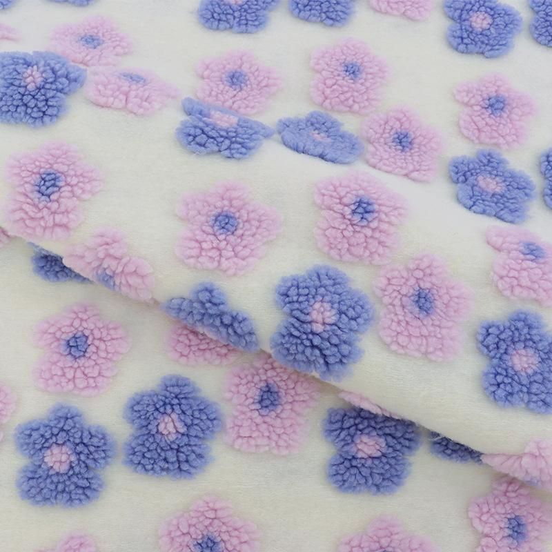 160x50cm Lammwolle Jacquard Lila Kleine Blume Stoff Für Decken Kissen Wintermäntel Hüte Plüschtiere Bettwäsche DIY Stoffe