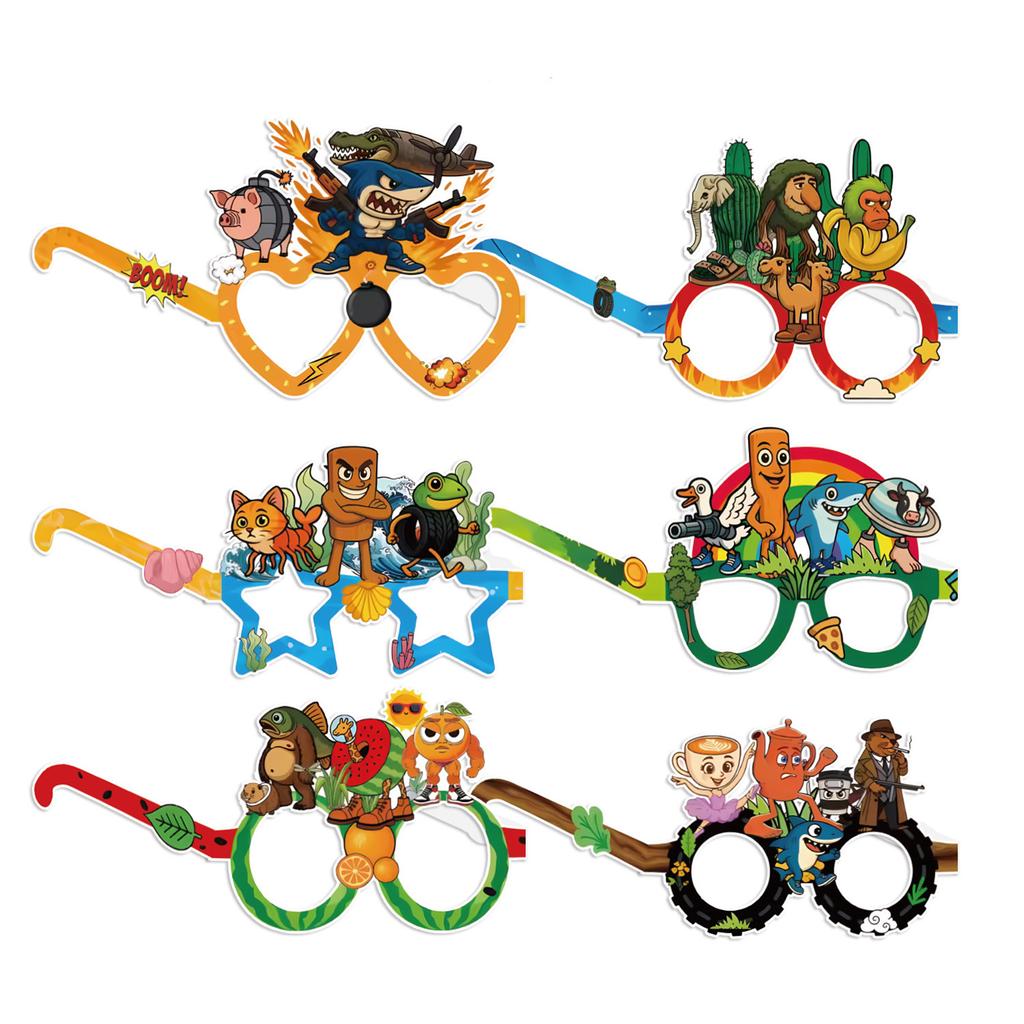 Paper Glasses Decorative Photo Props 6pcs, Anime Glasses Mask Birthday Party Dress-up Supplies