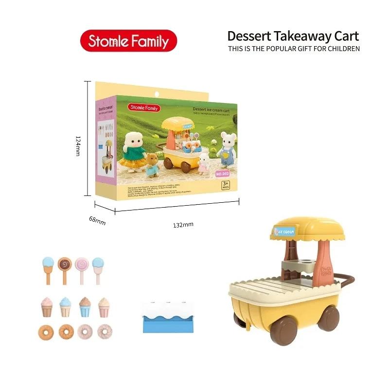 New Forest Animal Outdoor Station Wagon School Bus Set DIY Simulation Furniture Girl Play House Toys Kid Birthday Gift