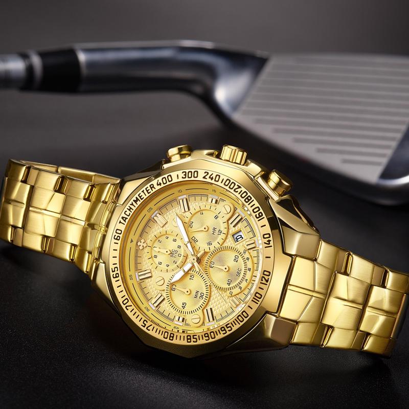 Relogio Masculino Wrist Watches Men Top Brand Luxury WWOOR Golden Chronograph Men Watches Gold Big Male Wristwatch Man