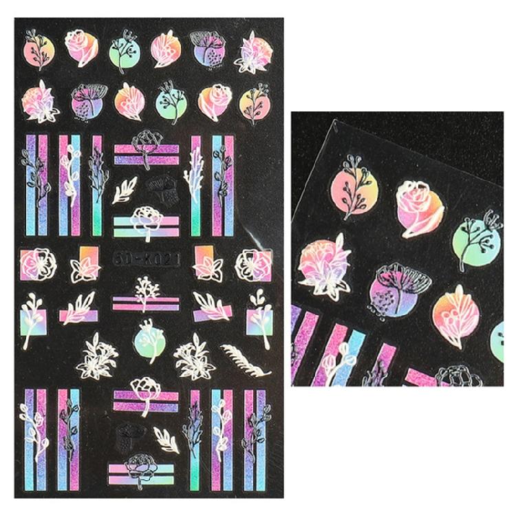 Embossed Flower Nail Sticker Self-adhesive 5D Art Embossed Nail Stickers Flower