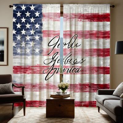 2 Stück HD Amerikanische Flagge Unabhängigkeitstag dekorativer Vorhang Rote Krawatte digital bedruckter Vorhang Heimdekorationsstil Dekoriert liv