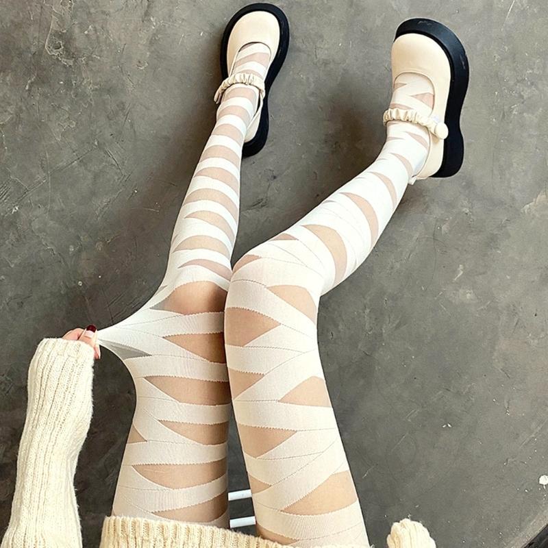 Hollows Pantyhose Criss-Cross Bandage Sexy Tights High Waist Stockings Parties Clubs Dance Wearing OOTDsfor Womens