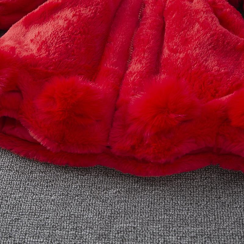 Children's Girls Autumn Winter Woolen Sweater Children's Collar Fur Ball Thick Jacket