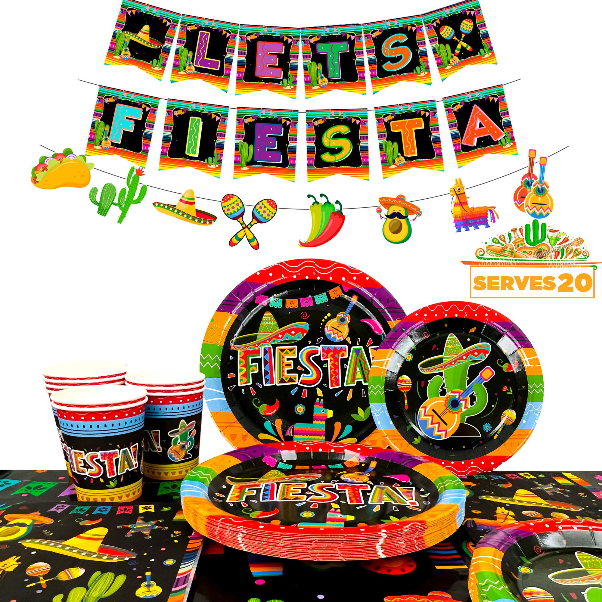 

161pcs Mexican Party Paper Tableware Set - Mexican Fiesta Plates Cups Napkins Tablecloth Banner etc Fiesta Party Decorations Tableware чёрный
