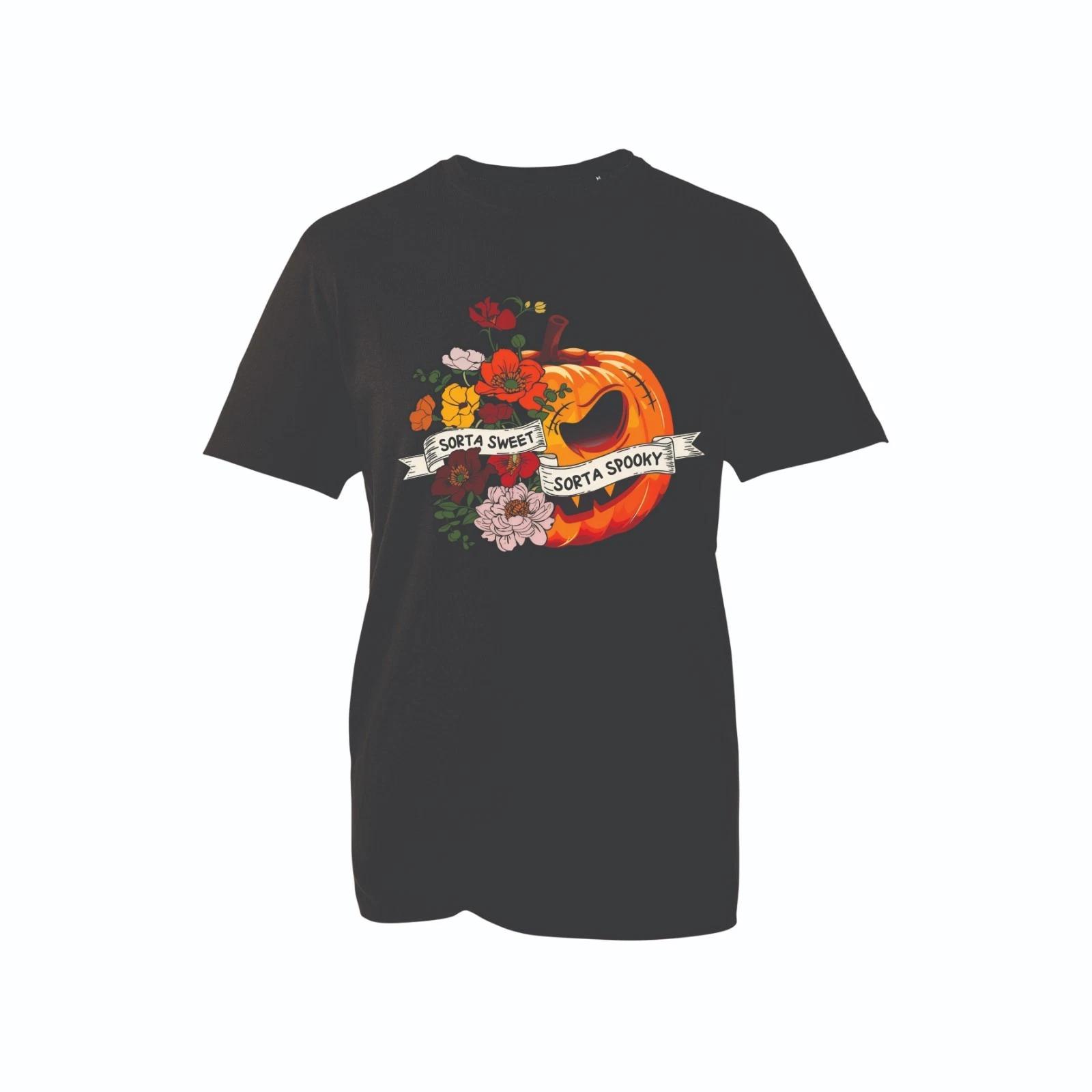 Sorta Sweet Sorta Spooky Pumpkin Tshirt Cute Scary Halloween Fall Season Graphic 4XL
