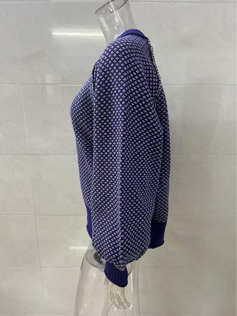 Spring Women's Long-Sleeve Jacquard Pullover Sweater Jacket