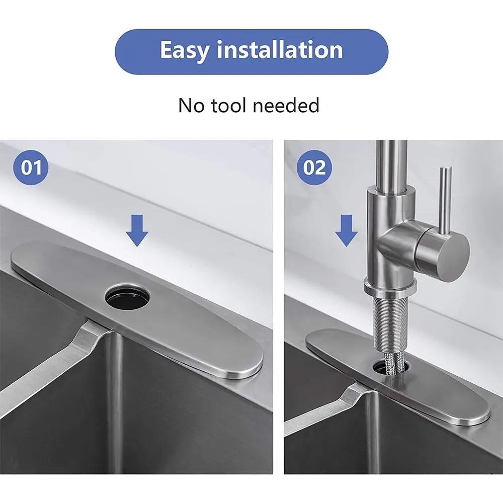 304 Stainless Steel Brushed Kitchen Faucet Cover10 Inch Decorative Plate Base Bathroom 6-inch Sheathing
