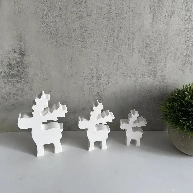 New Christmas Elk Ornament Silicone Mold DIY Christmas Deer Scented Plaster Candle Mold Resin Crafts Making Tools for Home Decor