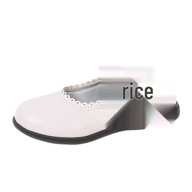Girls' Black Soft Sole Leather Princess Shoes for School and Casual Wear