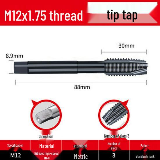 Cobalt Nitride Spiral Tap for Stainless Steel (Drill Bit: M4, M5, M6, M8, M10)
