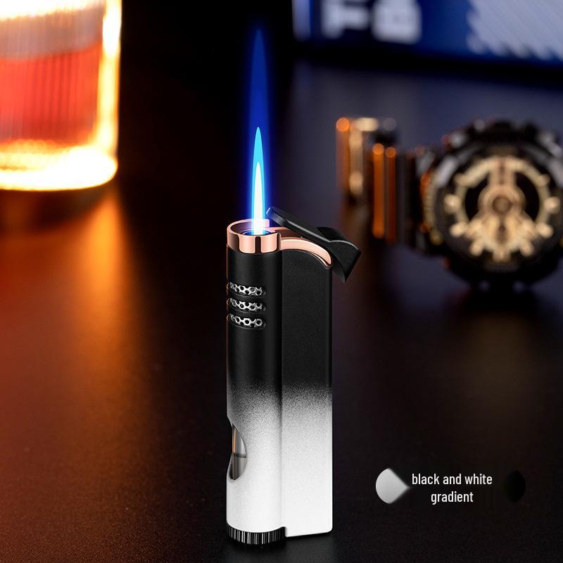 Stylish Windproof Direct Flame Gas Lighter with Visual Fuel Gauge and Gradient Design – Ideal Gift for Him