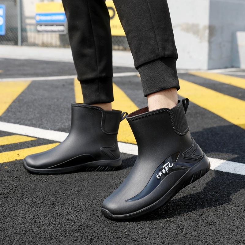 Winter Men's Rain Shoes Windproof Cotton Rain Boots Warm Fashion Slip On Fishing Shoes Outdoor Waterproof Work Boot Plus Size 44