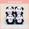 Love Heart Bib Panda Plush Keychain Toy Cartoon Stuffed Doll Gift Decoration