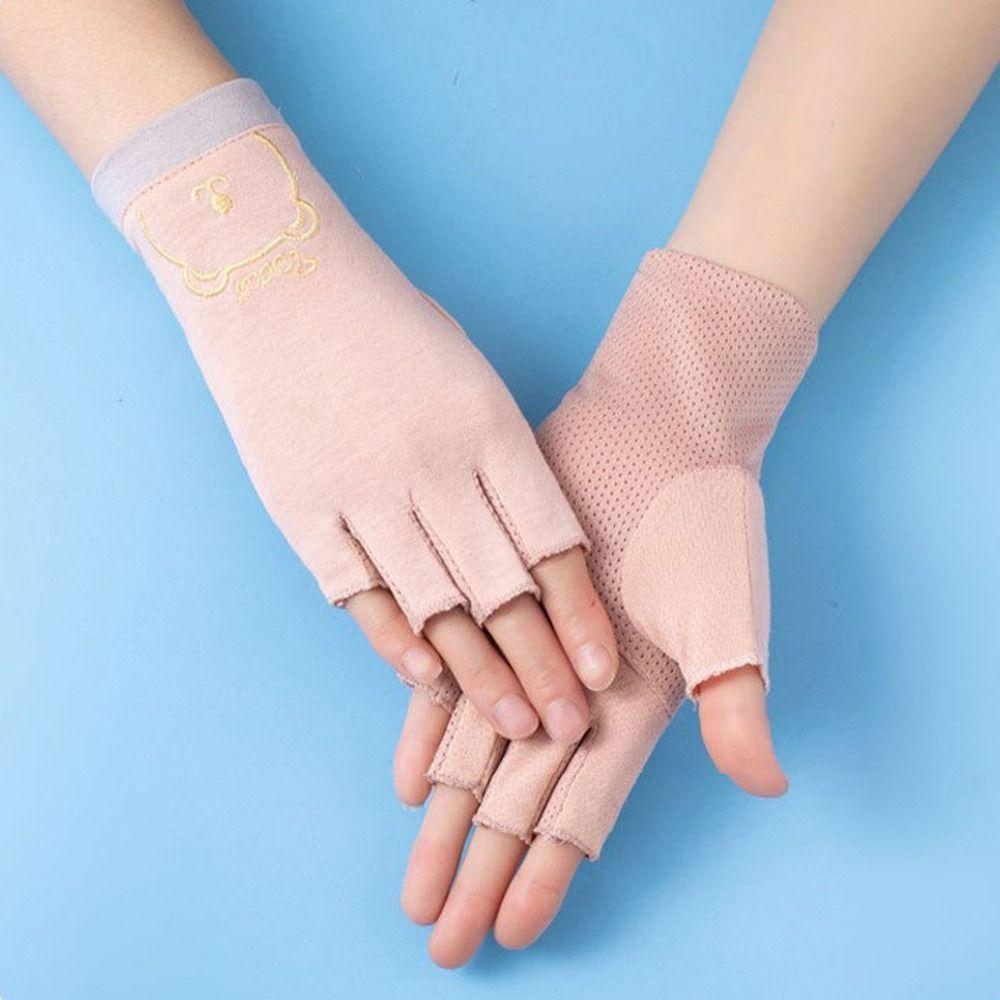 Cycling Gloves Driving Gloves Mesh Gloves Letter Summer Sunscreen Gloves Touch Screen Gloves Half Finger Gloves Women Gloves