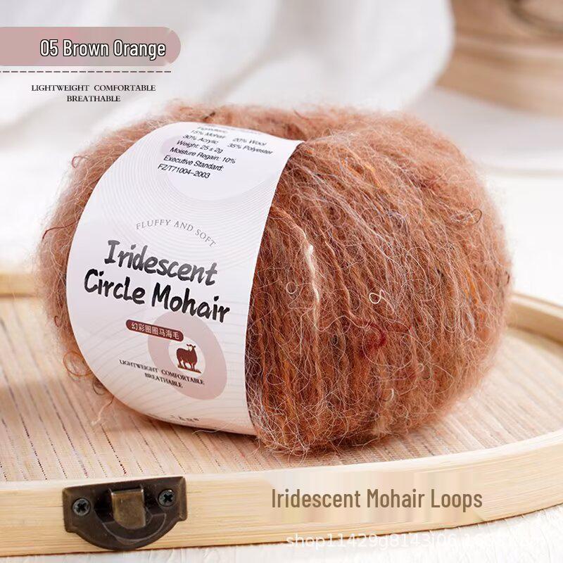 Iridescent Rainbow Mohair Silk Yarn - Hand-Knitted Hat, Sweater, Scarf, Shawl, and Coat Crafting Material